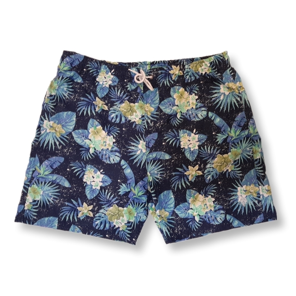 US POLO ASSN Hawaiian Floral Swim Trunks Bathing Suit Shorts Mens Size XXL Blue